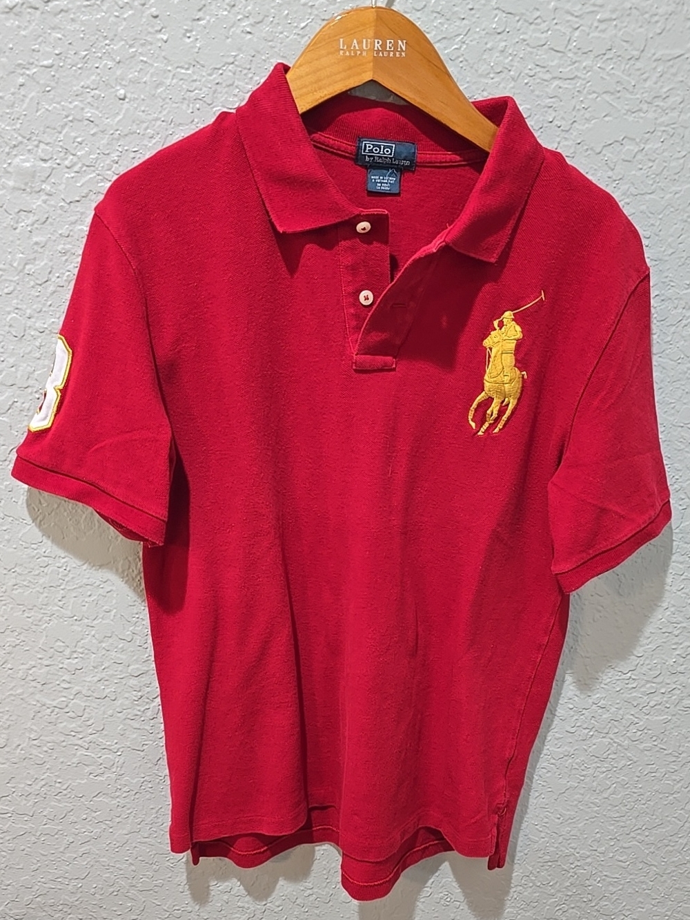 Polo by Ralph Lauren Red Men's Short-Sleeve Polo with Yellow Pony